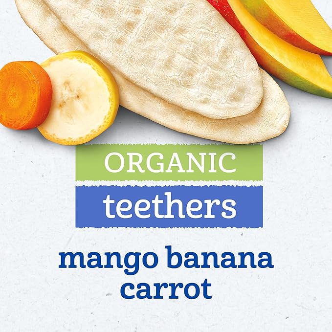 Gerber Teethers, Mango Banana Carrot Organic Teething Wafers, Baby Teething Snacks, 6PK
