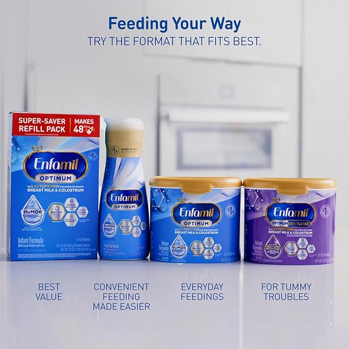 Enfamil Optimum Gentlease Baby Formula, Our Closest Formula to Breast Milk For Fussiness, Crying, Gas & Spit-up, Immune-Supporting Lactoferrin also found in Breast Milk, 19.5 Oz (Pack of 2)