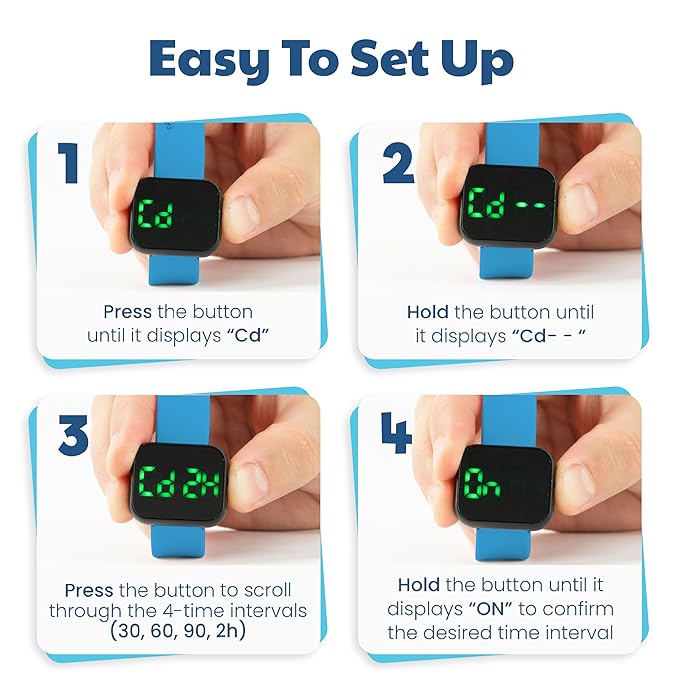 Potty Training Watch & Board Book for Kids – A Water Resistant Potty Reminder Device for Boys & Girls - Train Your Toddler with Fun Musical or Vibration Reminders and Printed Board Book (Blue)