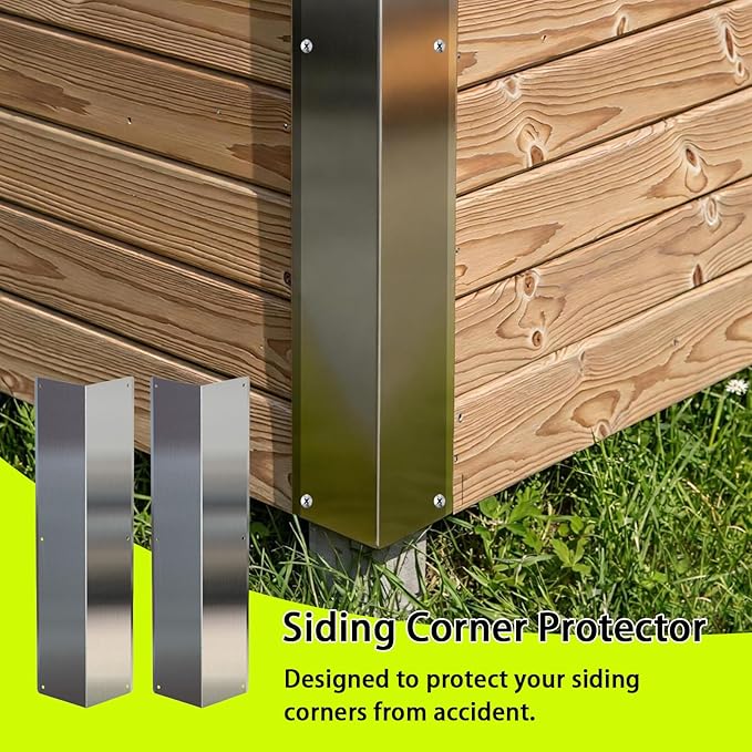 Pre-drilled Stainless Steel Wall Corner Guards 3.4x15.8 inch, Pack of 2 L Metal Wall Corner Protectors 304 Steel Corner Trim with 90° Angle Weed Whacking Protection for Outside Exterior Wall Repair