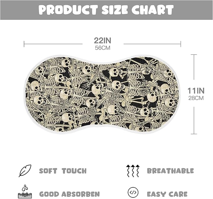 Gothic Skull Skeletons Burp Cloths Baby Boys Girls Absorbent Soft Cotton Burping Cloths Rags 2 Pack