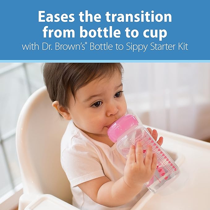 Dr. Brown's Anti-Colic Options + Wide-Neck Baby Bottle Designer Edition + Natural Flow Anti-Colic Options+ Wide-Neck Sippy Bottle Starter Kit