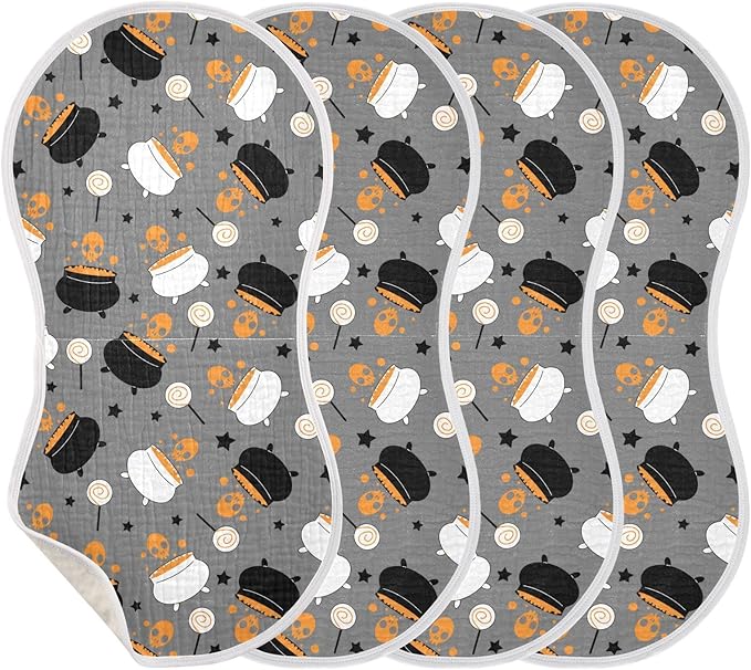 vvfelixl Muslin Burp Cloths Halloween Witch Cauldron Baby Washcloths for Baby Girl Boys 2 Pack