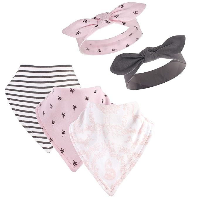 Yoga Sprout 5pc Bib and Headband Set, Lace Garden, One Size
