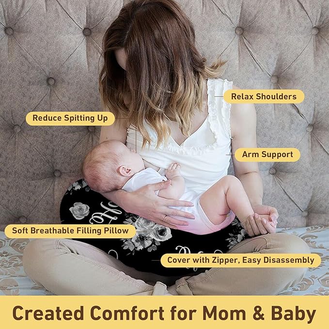 Dyoart Baby Nursing Pillow Cover,Personalized Comfortable Nursing Covers,Custom,Breastfeeding Pillow Slipcover for Bottle Feeding,Custom Gifts for Toddler Infant,Flowers(one Size)