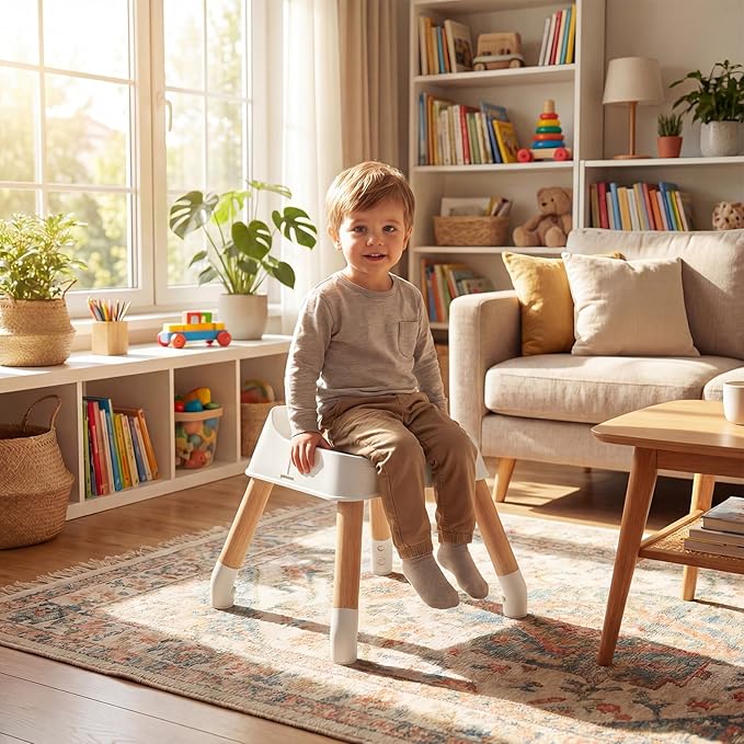 HONEY JOY 9-in-1 Baby High Chair, Convertible Wood Highchair for Babies and Toddlers/Dining Booster Seat/Table & Chair Set, Toddler Stool w/5-Point Safety Harness, Removable Cushion & Tray (Gray)