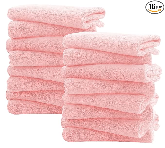 Spotted Play 16 Pack Burp Cloths for Baby - 20" by 10" Ultra Absorbent Burping Cloth, Newborn Towel - Milk Spit Up Rags - Burpy Cloths for Unisex, Boy, Girl - Burp Cloths Set (Pink)