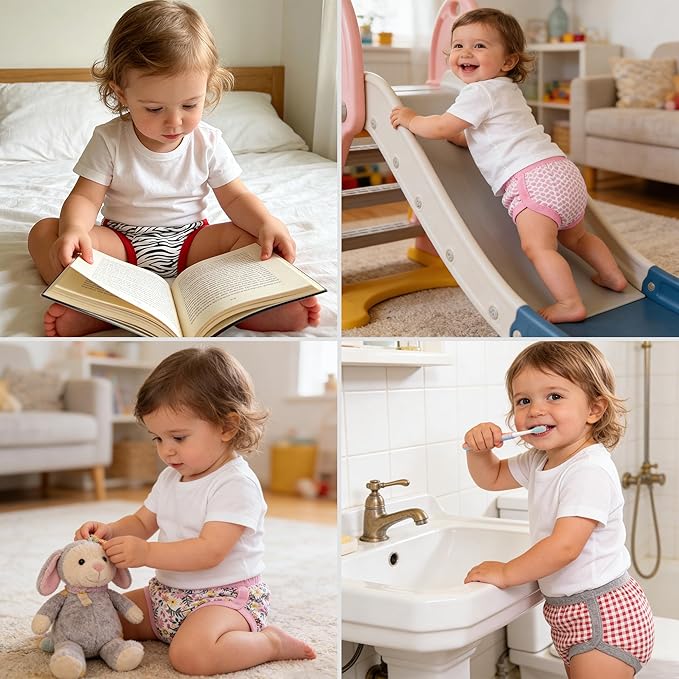BIG ELEPHANT Random Color Toddler Training Pants 6 Pack, Potty Training Underwear for Boys and Girls