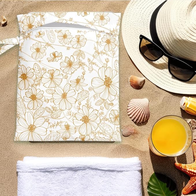 Wet Bag for Swimsuit Pool Travel Baby Cloth Diapers Dirty Yoga Gym Clothes Beach Bags Summer Gifts for Women Men Beach Vacation Essentials Sunflower Waterproof Wet Dry Bag Travel Laundry Bags