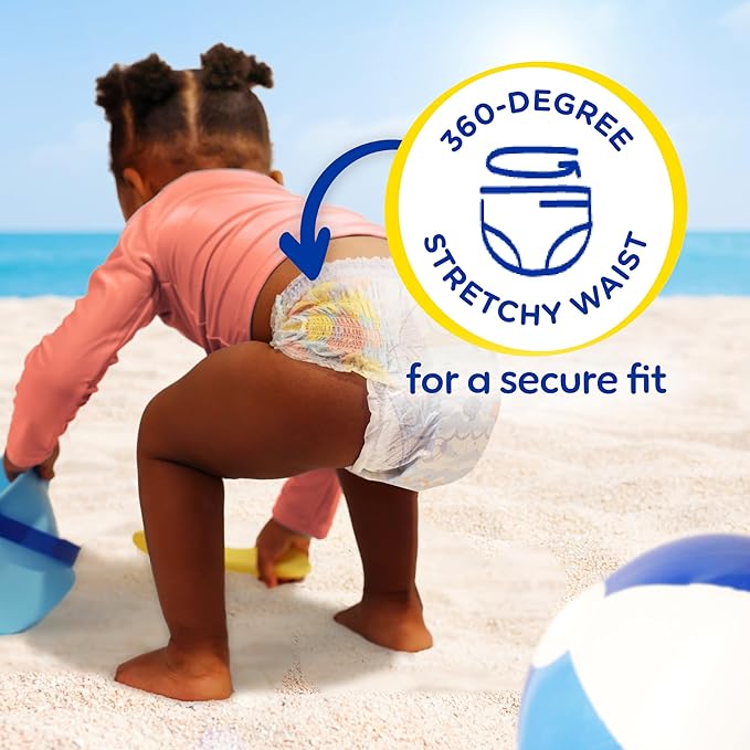 Pampers Swim Diapers - Splashers - Size 4, 18 Count, Gap-Free Disposable Baby Swimming Pants