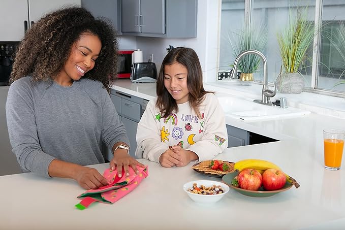Roll'eat ® Boc'n'Roll 2 Units Pack Red Color and Watermelon Design | Reusable Sandwich Bag | Sandwich Container | Eco Friendly Food Bag | Reusable and Washable Sandwich Wrap