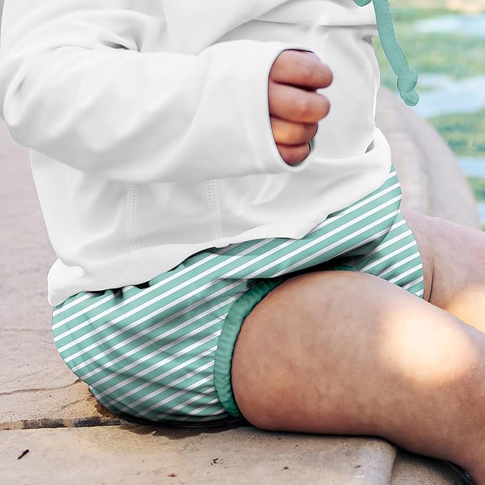 green sprouts Baby Toddler Eco Snap Swim Diaper - Mint Stripes - 18mo