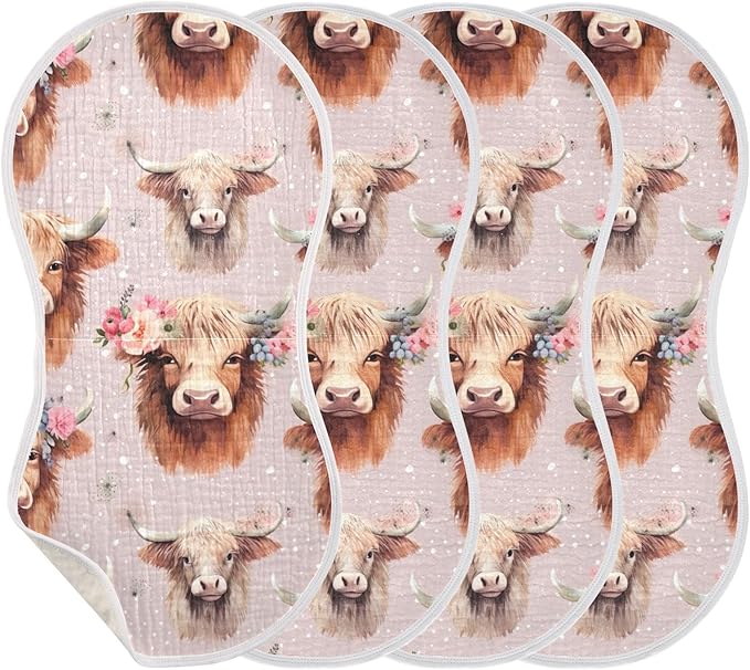 Highland Cow Baby Burp Cloths for Boy Girl Cotton Baby Burping Cloth Soft Newborn Towel 1 Pack 202a7896