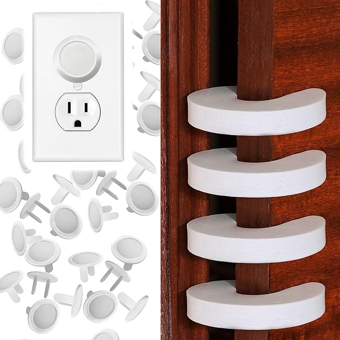 Baby Safety Kit - Outlet Cover - 30 Pack - Finger Pinch Guard - 4 Pack…