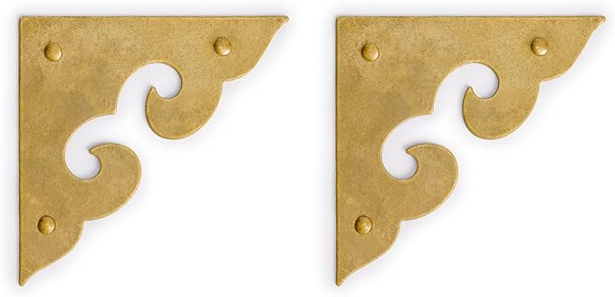 Brass "Ocean Wave" Corner Plate – Set of 2, 1.8", by Hardware Philosophy