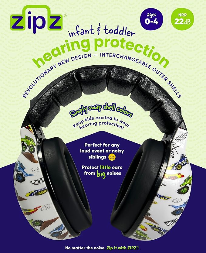 ZIPZ Baby & Toddler Earmuffs - ANSI-Certified Noise Protection, Audiologist-Recommended, Interchangeable Shells (0-4 Yrs)