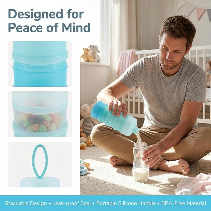 2 PCS 4 Layers Sakura Baby Milk Formula Dispenser & Container Box for Travel (Blue)