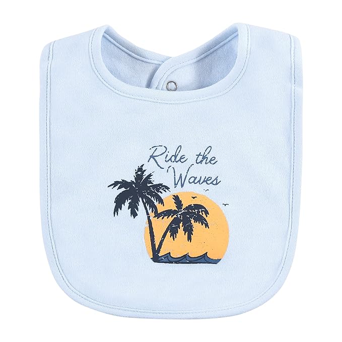 Hudson Baby Unisex Baby Cotton Bibs, Gone Surfing, One Size