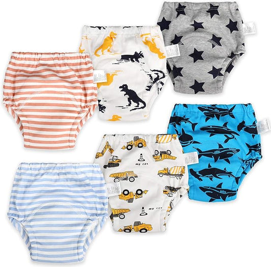 MooMoo Baby Potty Training Pants 6 Packs Absorbent Training Underwear for Boys and Girls Cotton Pee Pants 2T-9T
