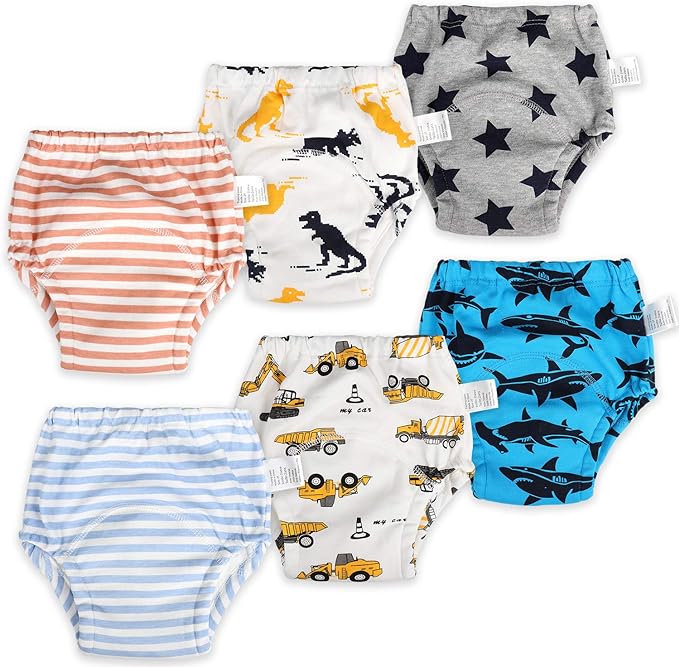 MooMoo Baby Potty Training Pants 6 Packs Absorbent Training Underwear for Boys and Girls Cotton Pee Pants 2T-9T