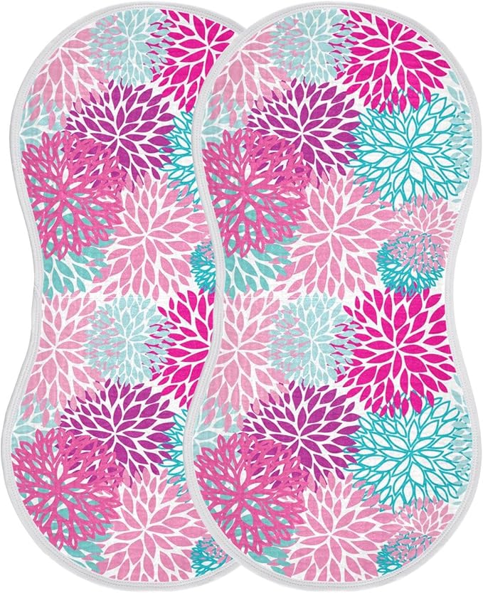 vvfelixl Baby Burp Cloths Dahlia Flower Print Baby Newborn Cotton Burping Cloths Set Baby Washcloths 4 Pack Purple
