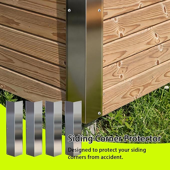 Pre-drilled Stainless Steel Wall Corner Guards 3.4x15.8 inch, Pack of 4 L Metal Wall Corner Protectors 304 Steel Corner Trim with 90° Angle Weed Whacking Protection for Outside Exterior Wall Repair