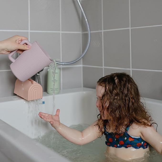 mushie Bath Spout Cover | Soft Silicone Bathtub Faucet Safety Guard for Kids | Universal Fit (Periwinkle)