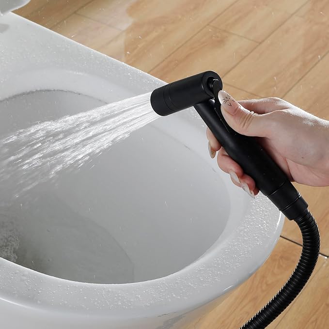 Black Bidet Sprayer Head, Stainless Steel Handheld Shattaf Toilet Jet Spray Attachment, Adjustable Water Pressure Cloth Diaper Sprayer for Baby, Hygiene Rinse Sprayer Head Only (1 Pack)