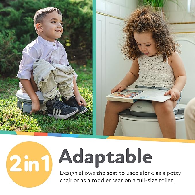 Nuby On-the-Go Portable Potty Seat - Collapsible Travel Toilet Seat for Boys and Girls 18+ Months - Includes Storage Bag and Disposable Liners - Toddler Potty Training Toilet