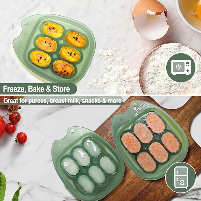 Mini Food Freezer Tray for Baby Feeder, Silicone Breastmilk Popsicle Molds for Teething, BPA Free(2 Pack)