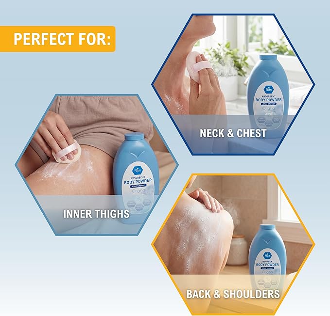 MED PRIDE Talc Free Cornstarch Body Powder Original Scent, Moisture Absorbing Skin Care for Daily Freshness, Cruelty Free Formula, 13 Ounce Bottle