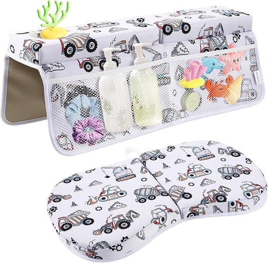 Bath Kneeler and Elbow Rest Pad Set, 1.6'' Thick, Quickly Dry, Bathtub Kneeler Pad with Bath Accessories Storage, Bath Kneeling Pad and Elbow Pad for Tub