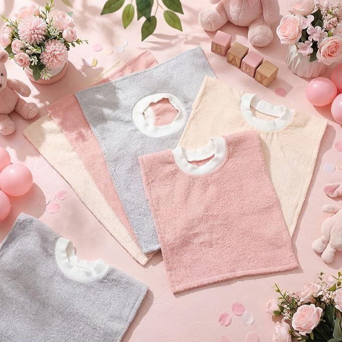 Foaincore 6 Pcs Pullover Baby Bibs Cotton Terry Toddler Absorbent Infant for Feeding and Drooling Towel Bib (Normal Colors)