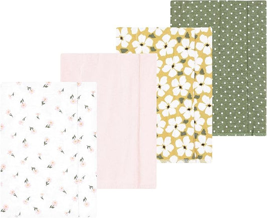 Luvable Friends Hudson Baby Flannel Burp Cloths 4pk, Green Garden