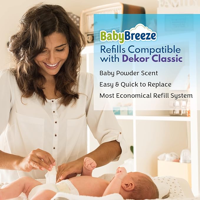 BabyBreeze Diaper Pail Refills Compatible with Dekor Classic – 4 Pack Continuous Refill Bags – Powder Scent Odor Control – Leak Resistant Diaper Disposal Liners – Holds Up to 1980 Diapers