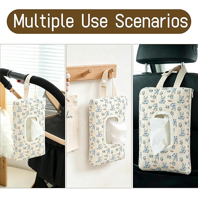 Quilted Baby Wipe Holder Floral Diaper Pouch Portable Quilted Wipes Bag for Car, Stroller