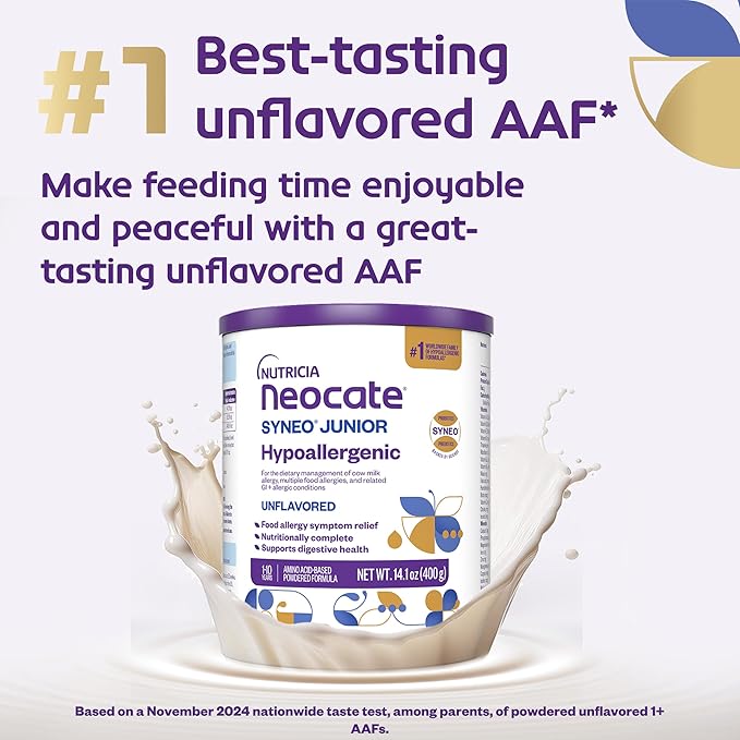 Neocate Syneo Junior - 1+ years - Hypoallergenic Toddler Formula for Food Allergy Relief - Nutritionally Complete Dairy Free Formula - With Prebiotic and Probiotics - Unflavored - 14.1 oz