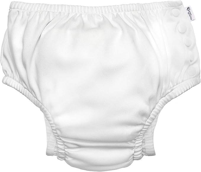 i play. by green sprouts Reusable, Eco Snap Swim Diaper with Gussets, UPF 50, White, Patented Design, STANDARD 100 by OEKO-TEX Certified 12 mo