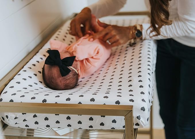 Premium Knit Diaper Changing Pad Cover Smitten by Copper Pearl
