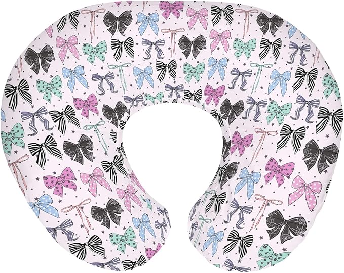 Spooky Halloween Bows Baby Nursing Pillow Covers for Boy Girl Cute Girly Ribbons Stars Nursery Pillowcase for Breastfeeding Pillows Fall Autumn Bows Soft Stretchy Slipcovers for Newborn