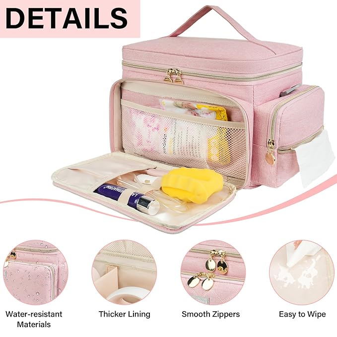 Breast Pump Bag Compatible with Spectra S1 and S2, Breast Pumping Travel Storage Bag with Waterproof Mat for Pumping Essentials and Accessories, Pink