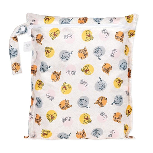 Bumkins Disney Waterproof Wet Bag for Baby, Travel, Swim Suit, Cloth Diapers, Pump Parts, Pool, Gym Clothes, Toiletry, Strap to Stroller, Daycare, Zip Reusable Bag, Packing Pouch, Winnie the Pooh