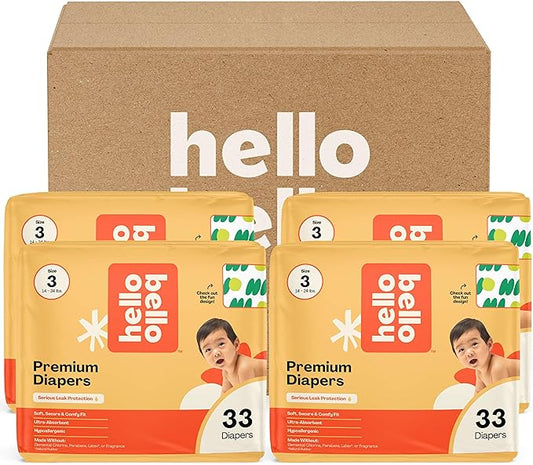 Hello Bello Premium Diapers Size 3, Peas in a Pod Design, Super Value Pack (165 Count)