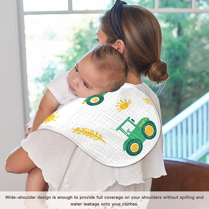 Fall Farm Tractor Burp Cloths Baby Boys Girls Absorbent Soft Cotton Burping Cloths Rags 4 Pack