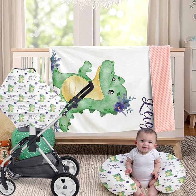 Dyoart Custom Baby Nursing Pillow Cover for Nursing, Green Dinosaur Removable Nursing Covers for Breastfeeding Pillows, Ultra Soft Comfortable Slipcover for Newborn Baby Boys and Girls