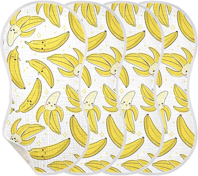 vvfelixl Burp Cloths Cute Bananas for Baby Boy Girls Baby Washcloths Burp Rags 1 Pack White