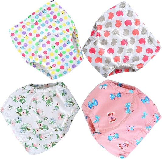 4 Pack Baby Toddler Reusable Toilet Pee Potty Training Pants Cloth Diapers Underwear
