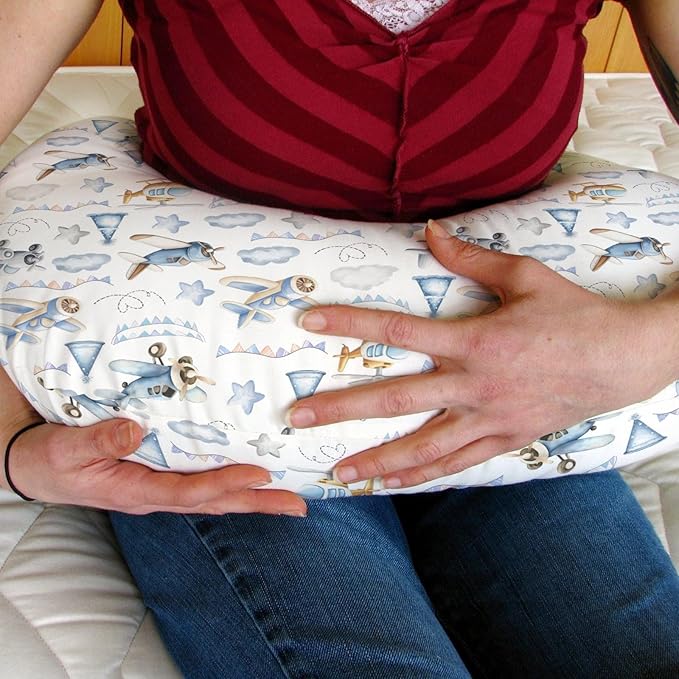 Vintage Planes Airplanes Helicopters Nursing Pillow Covers for Boy Girl Retro Stars Plane Clouds Sky Nursery Slipcover for Breastfeeding Pillows Soft Stretchy Removable Covers for Newborn Infant