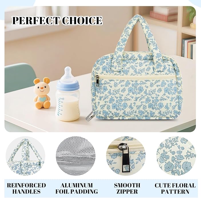rain bunny Cotton Quilted Wearable Breast Pump Bag Compatible With Elvie, Willow and Momcozy, Pumping Bag for Work, Travel