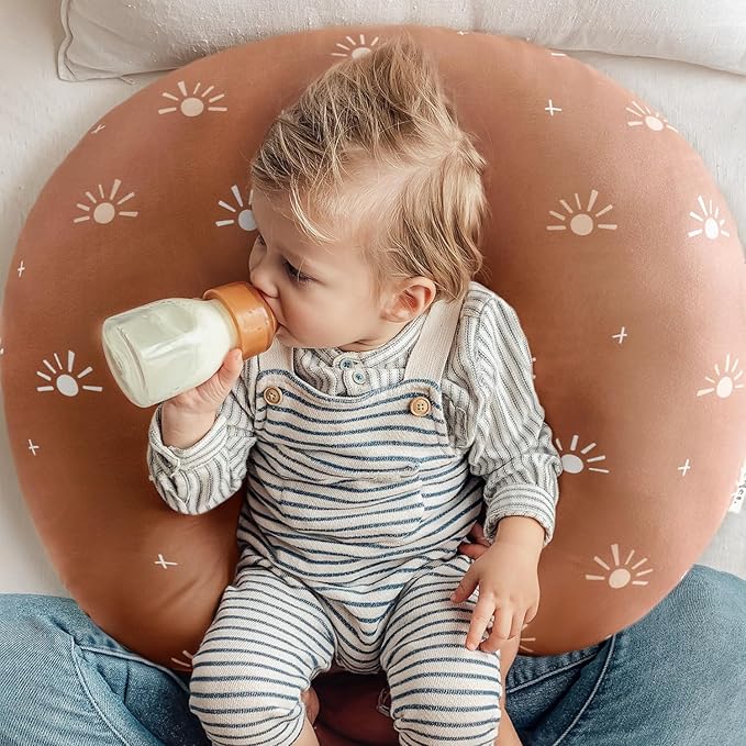 GRSSDER Nursing Pillow Cover Stretchy Minky Removable Nursing Covers for Breastfeeding Pillows, Ultra Soft Comfortable Slipcover for Boy and Girls, Sunny Bear